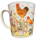 Becher Hühnerglück ca. Maße in cm: Durchmesse: 10,5; mit Griff: 14; Höhe: 11.