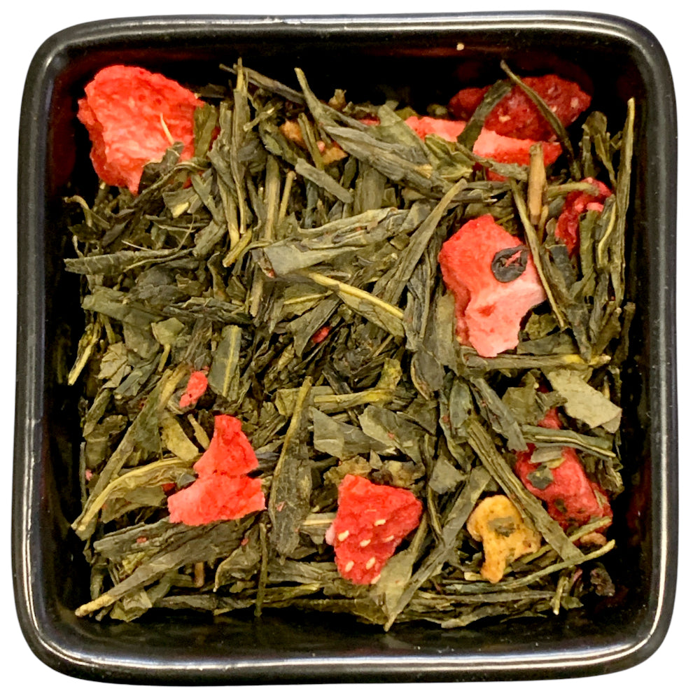 TeeWiese Hausmischung

Aromatisierter Grüntee mit Erdbeer-Sahne-Geschmack.

Die fein abgestimmte Verbindung von feinstem Sencha und dem sehr hohen Anteil von Erdbeerstücken (7%) ist ein Garant für einen satten Erdbeer-Geschmack. Dieser wird durch eine dezente Sahnenote noch etwas intensiver.